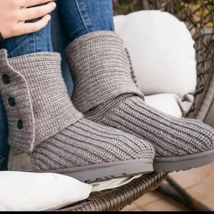 UGG Classic Cardy Grey Knit Boot Women's Size 8